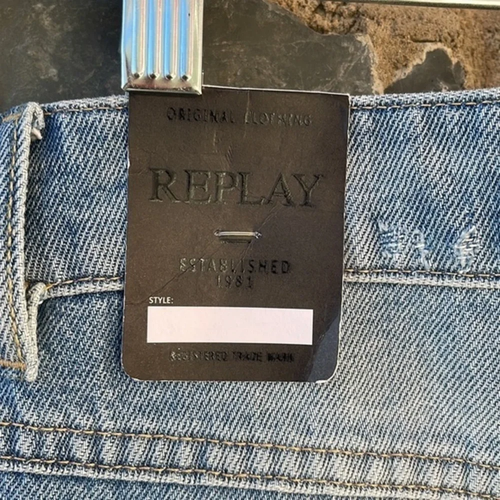 NWT Replay Distressed Denim Blue 5 Pocket Mini Skirt Waist Size 26